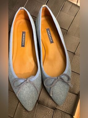 Margaux “The Pointe” Flats in Light Denim Blue
